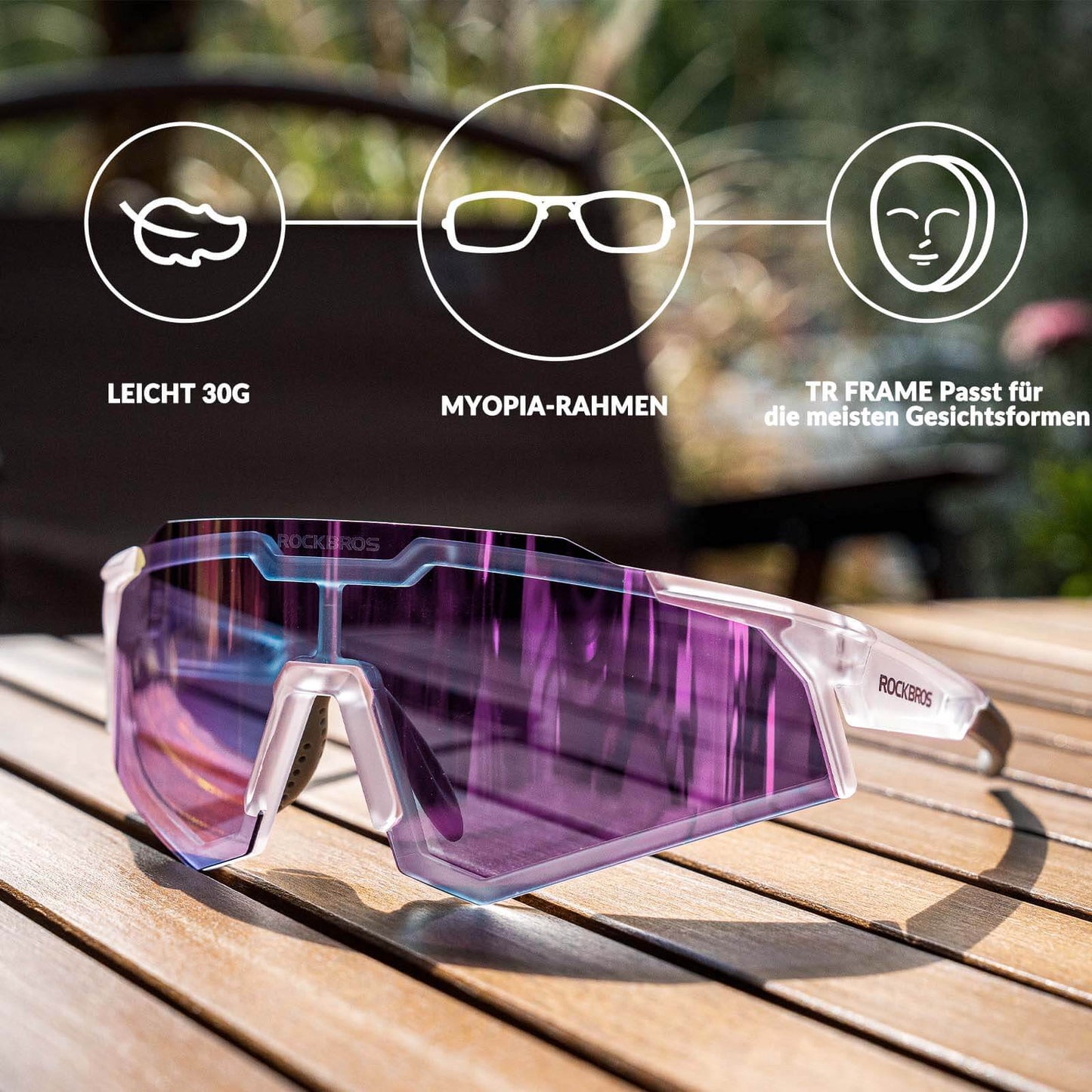 Sonnenbrille Fahrradbrille Selbsttönend Outdoor UV400 Schutz ROCKBROS