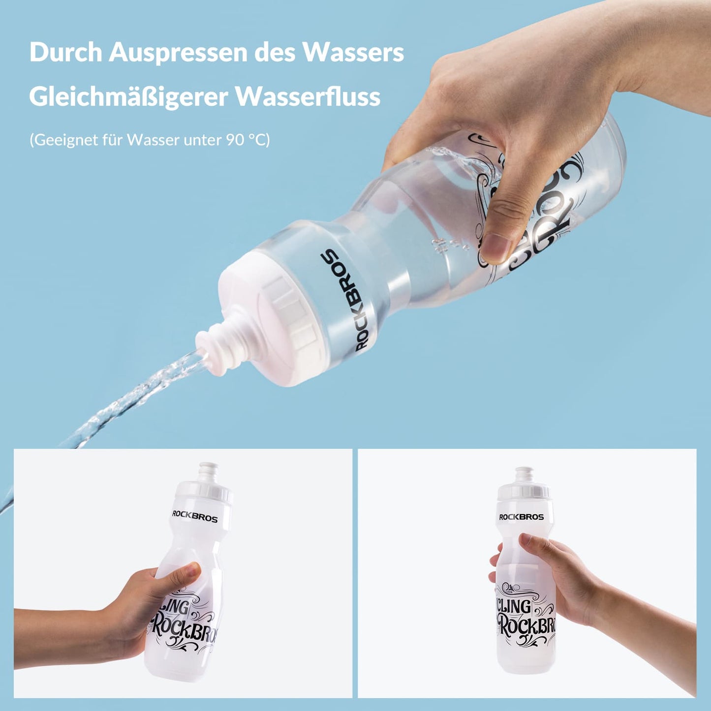 Sport Trinkflasche 750ml Fahrrad Wasserflasche BPA-Frei ROCKBROS