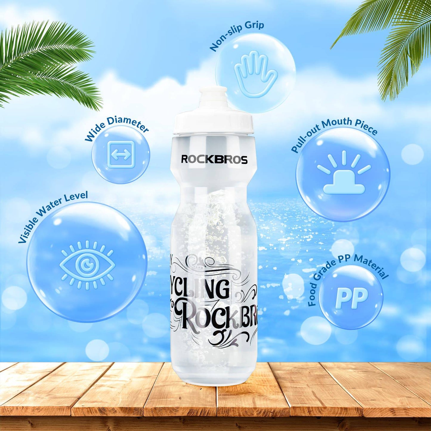 Sport Trinkflasche 750ml Fahrrad Wasserflasche BPA-Frei ROCKBROS