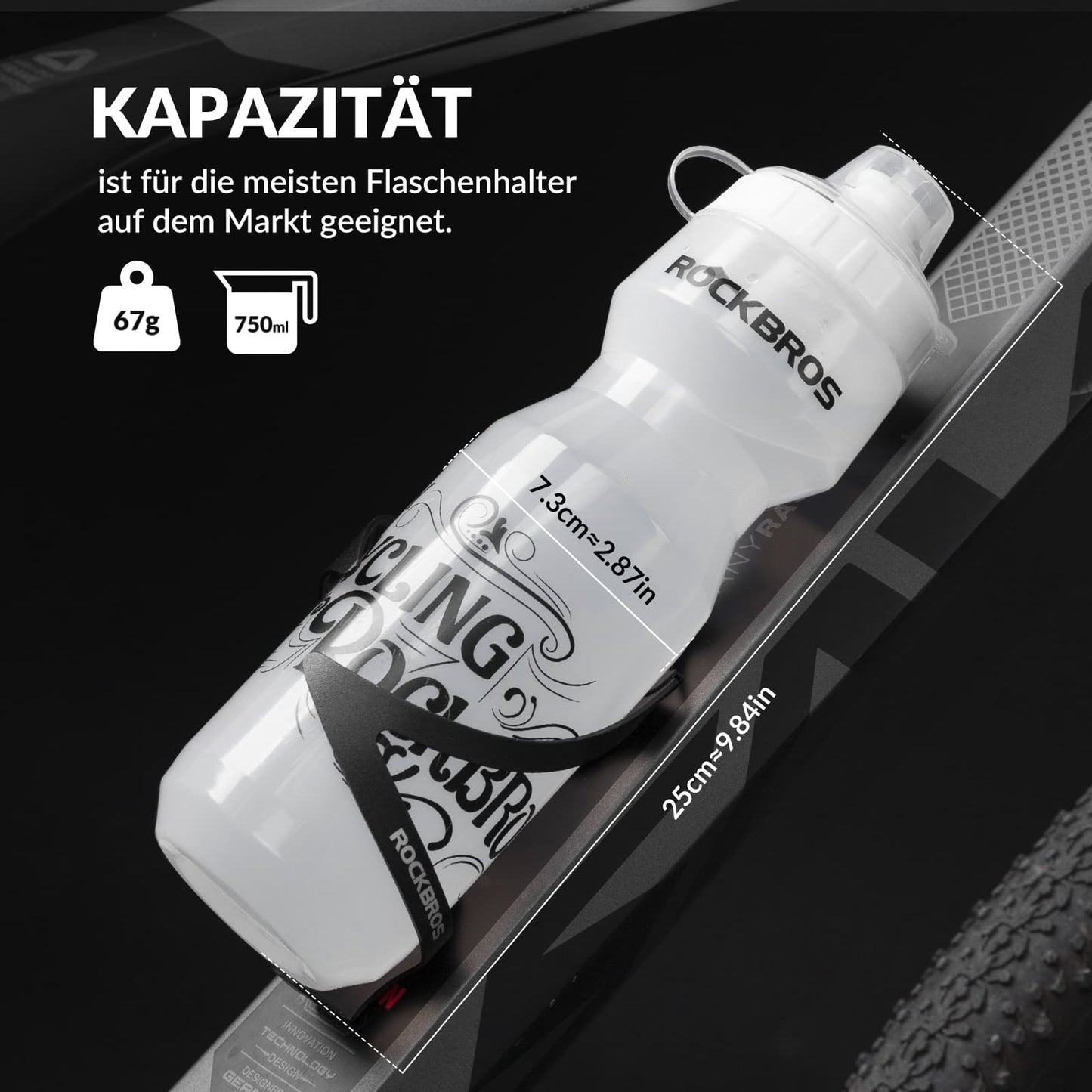 Sport Trinkflasche 750ml Fahrrad Wasserflasche BPA-Frei ROCKBROS