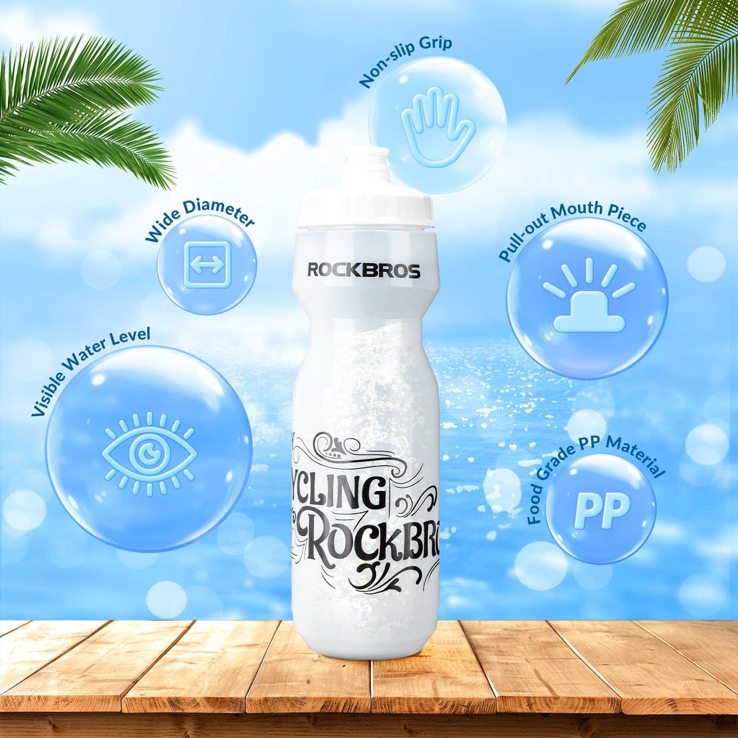 Sport Trinkflasche 750ml Fahrrad Wasserflasche BPA-Frei ROCKBROS