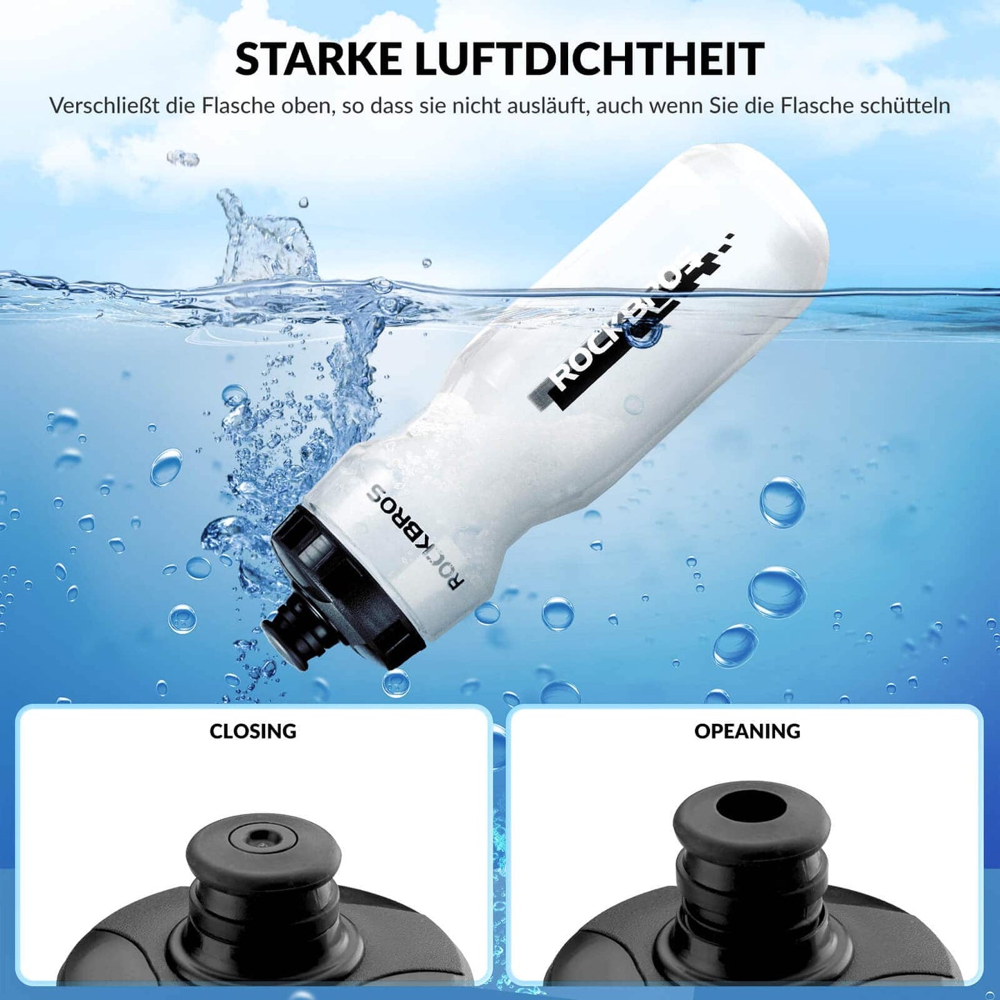 Sport Trinkflasche 750ml Fahrrad Wasserflasche BPA-Frei ROCKBROS