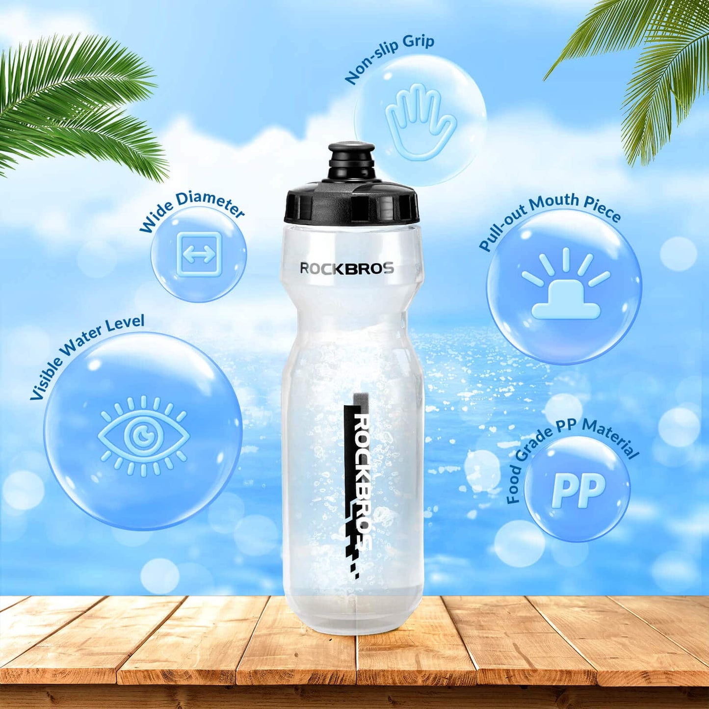 Sport Trinkflasche 750ml Fahrrad Wasserflasche BPA-Frei ROCKBROS