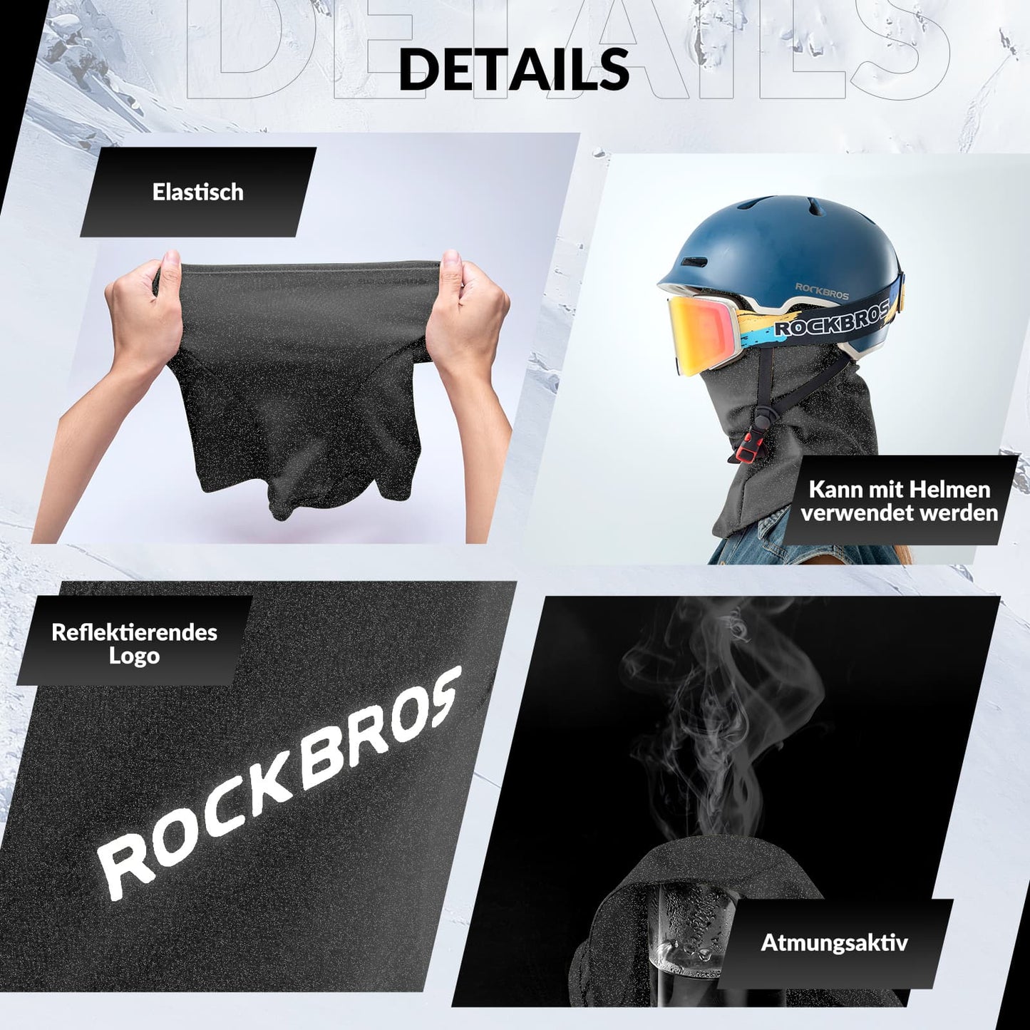 Sturmhaube 2er Set Herbst Winter Balaclava für Outdoorsports Unisex ROCKBROS