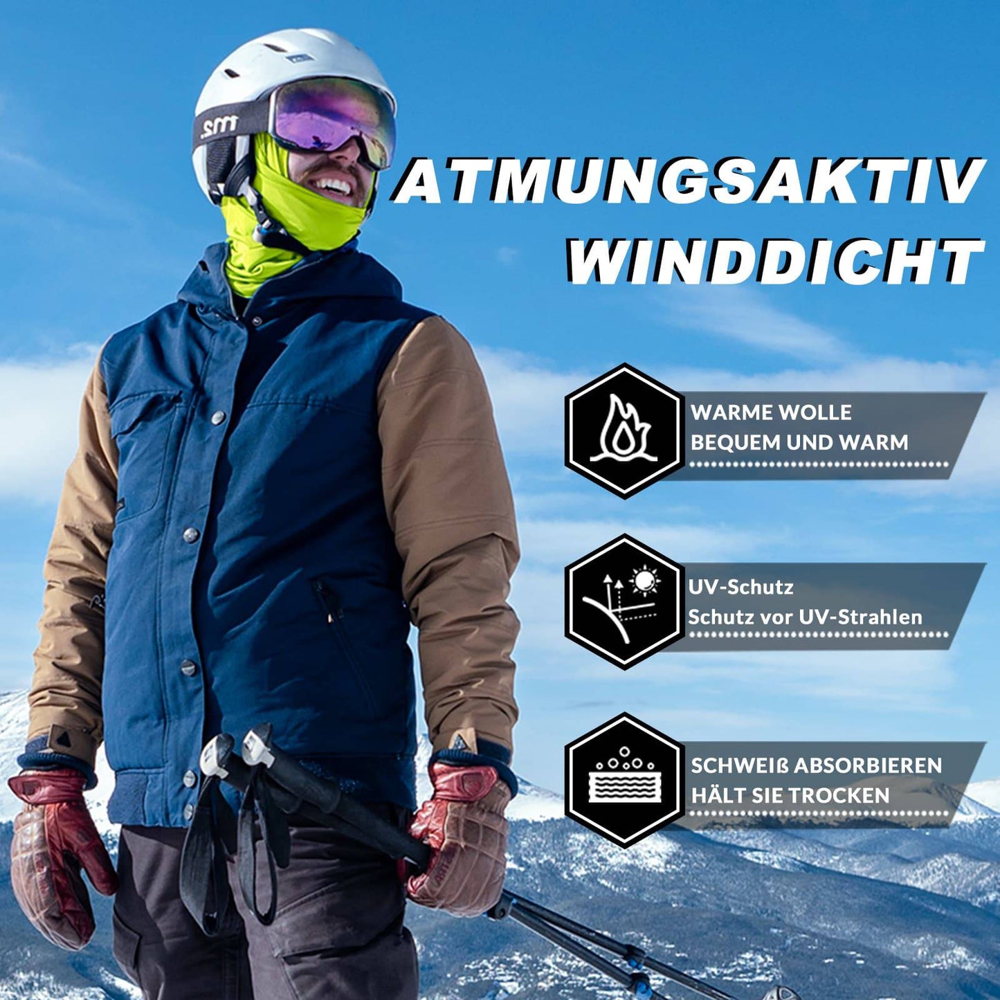 Sturmhaube 2er Set Herbst Winter Balaclava für Outdoorsports Unisex ROCKBROS