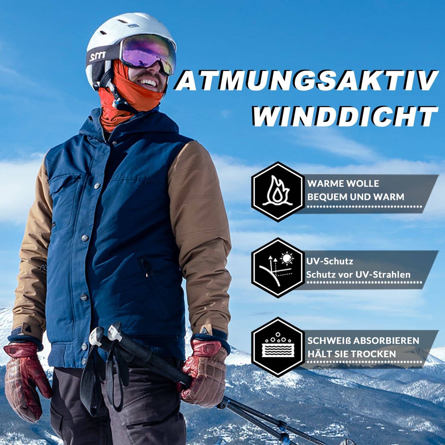 Sturmhaube 2er Set Herbst Winter Balaclava für Outdoorsports Unisex ROCKBROS