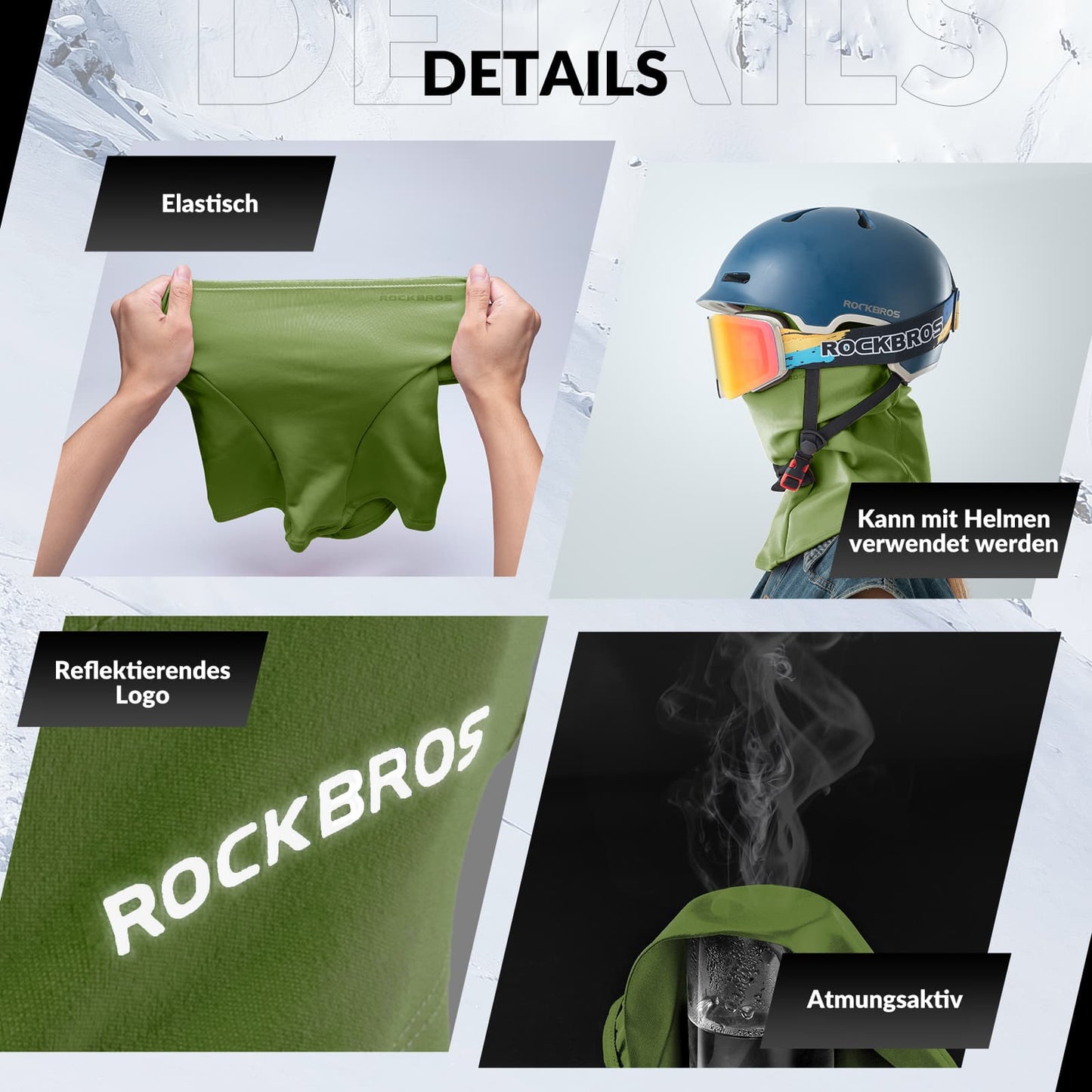 Sturmhaube 2er Set Herbst Winter Balaclava für Outdoorsports Unisex ROCKBROS