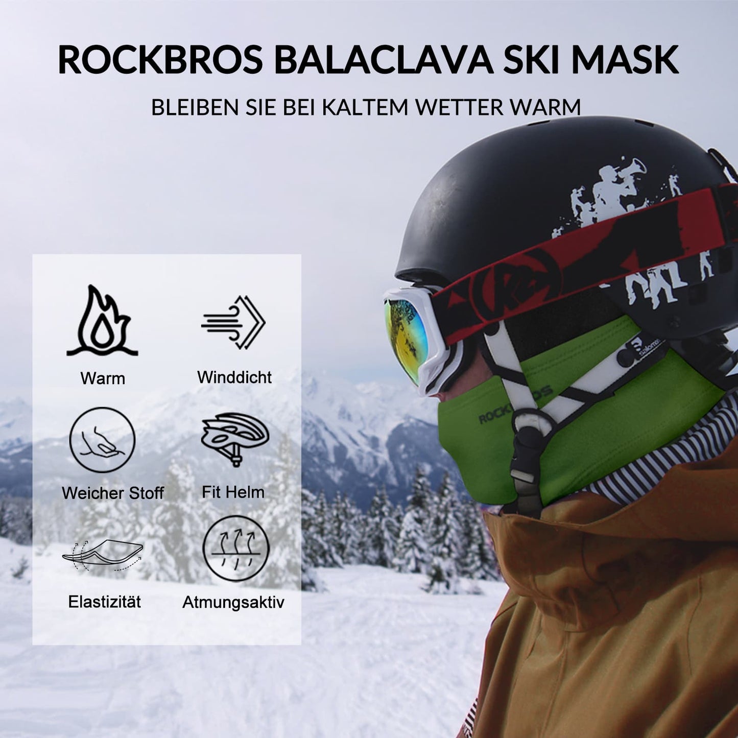 Sturmhaube 2er Set Herbst Winter Balaclava für Outdoorsports Unisex ROCKBROS
