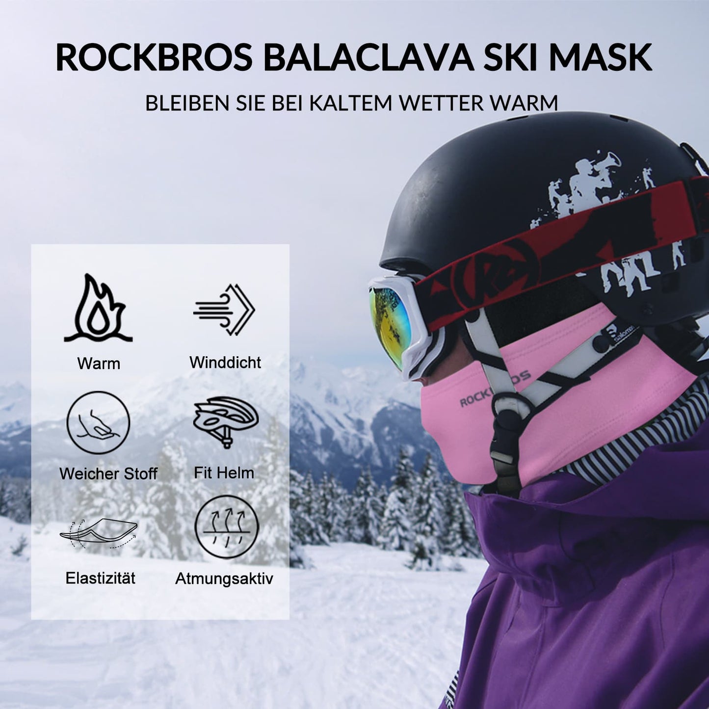 Sturmhaube 2er Set Herbst Winter Balaclava für Outdoorsports Unisex ROCKBROS
