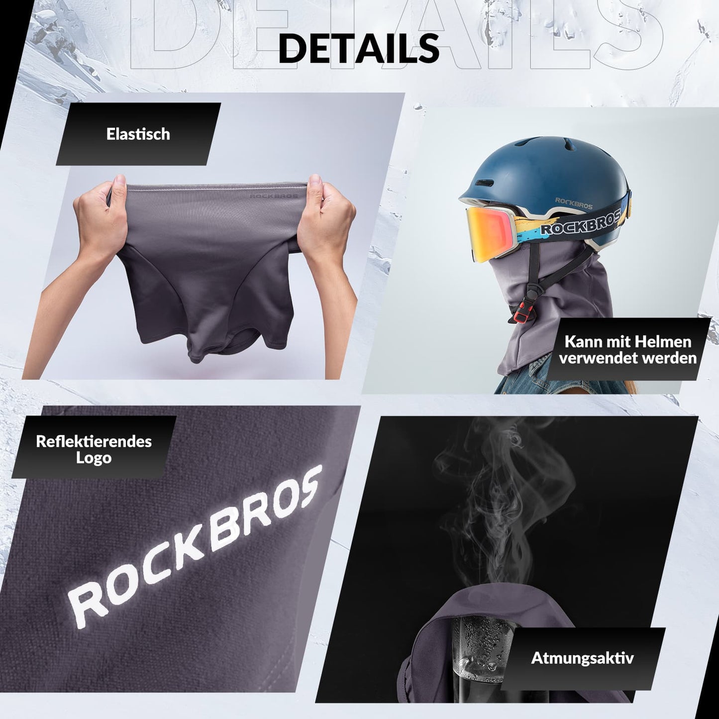 Sturmhaube 2er Set Herbst Winter Balaclava für Outdoorsports Unisex ROCKBROS