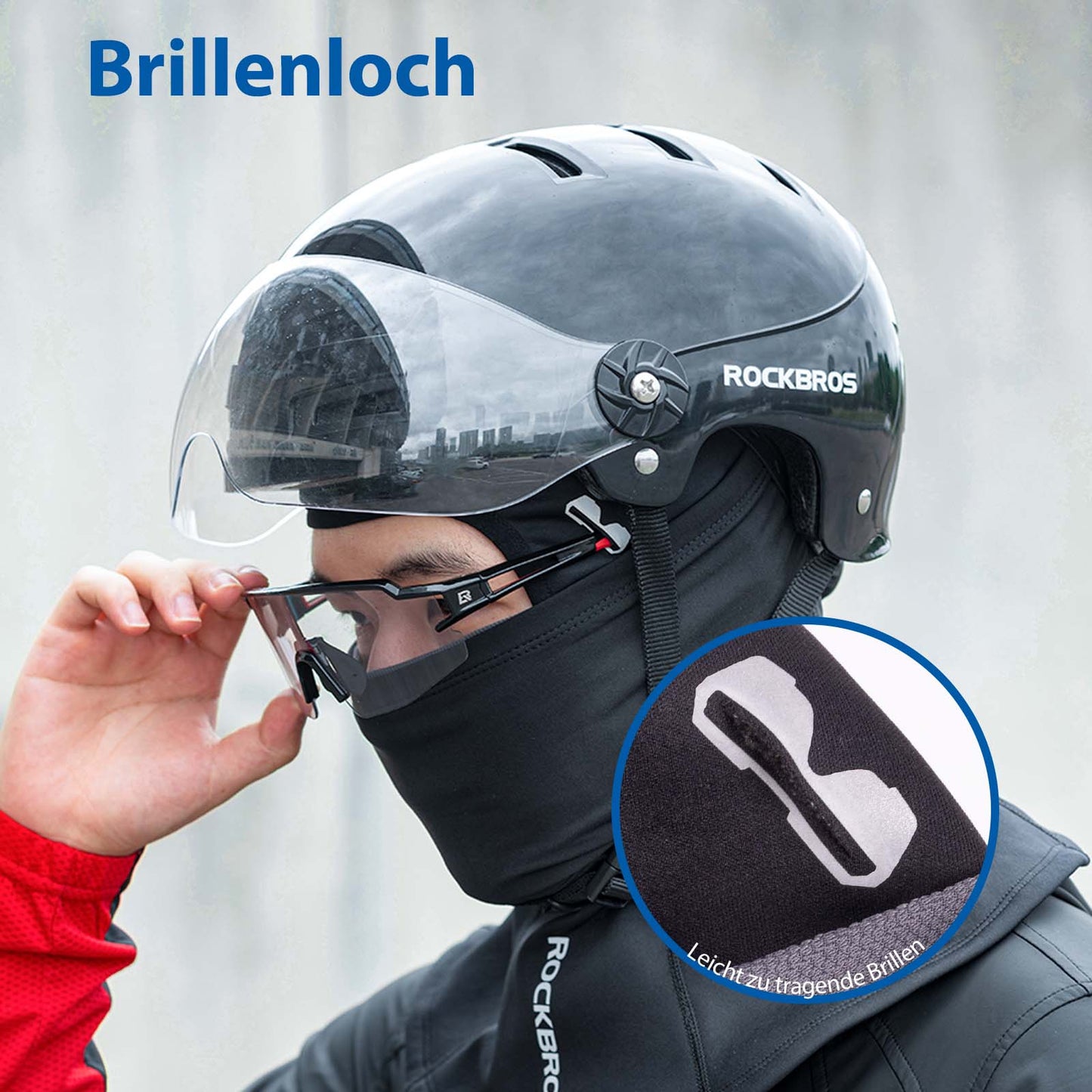 Sturmhaube winddichte Unterhelmmütze aus warmem Fleece Schwarz ROCKBROS