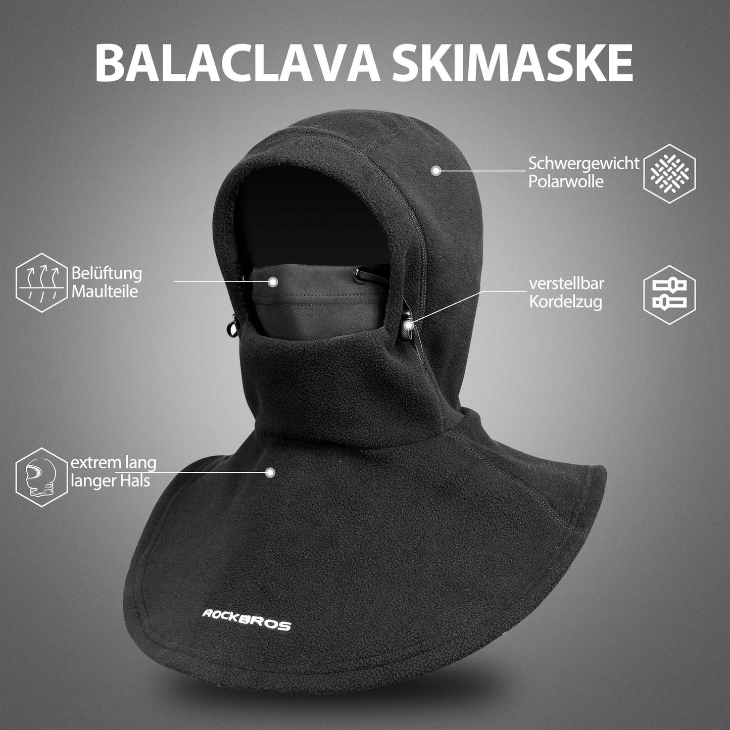 Sturmhaube Winter Balaclava wärmer für Outdoor-Sportarten ROCKBROS