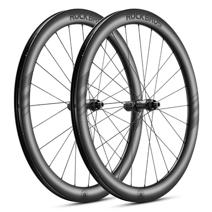 T700 Carbon Laufradsatz 28‘‘ 50mm Scheibenbremse Steckachse Laufrad Set für Rennrad und SHIMANO 8-12 Fach 24 Speichen 36T-Stahllager ROCKBROS