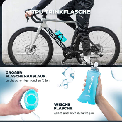 Trinkflasche Faltbare Wasserflasche 500ml für Laufen Wandern Radfahren ROCKBROS