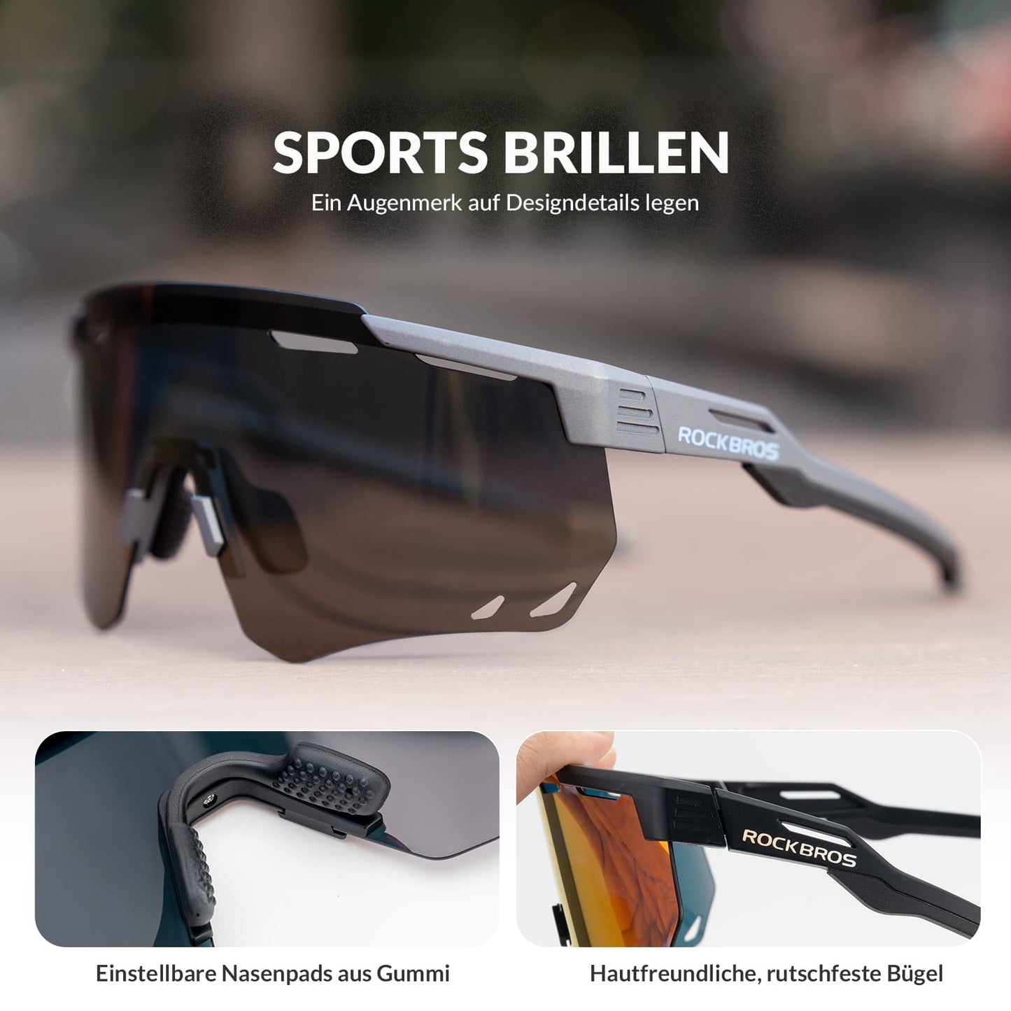 Ultraleicht Fahrradbrille Selbsttönende Sonnenbrille mit UV400-Schutz ROCKBROS