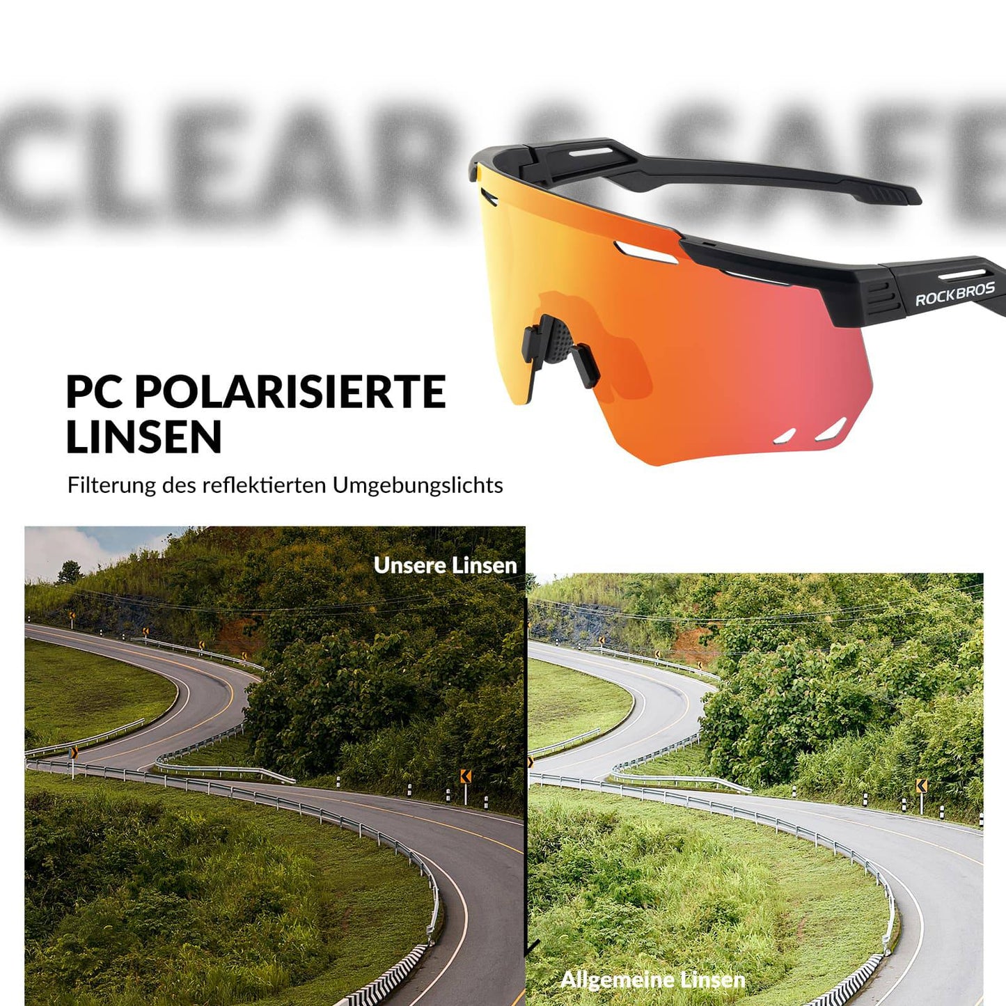 Ultraleicht Fahrradbrille Selbsttönende Sonnenbrille mit UV400-Schutz ROCKBROS