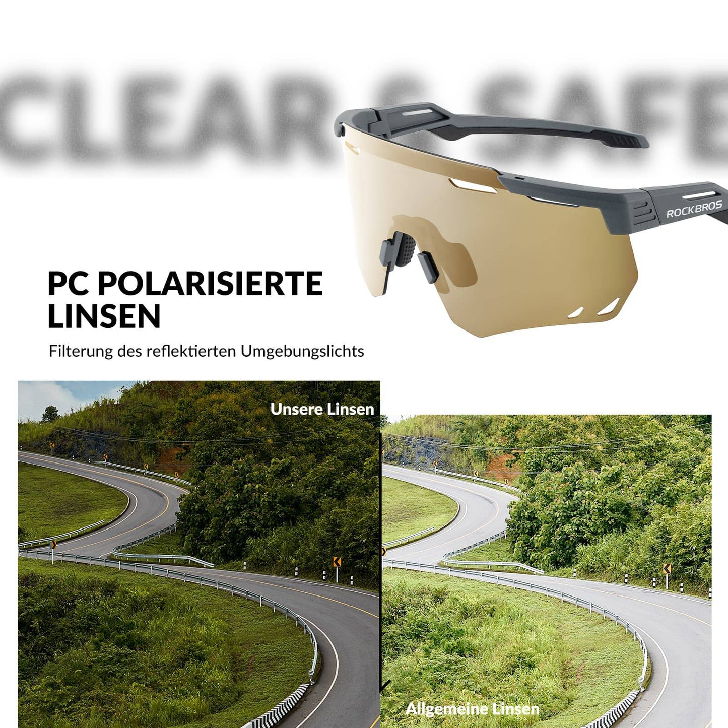 Ultraleicht Fahrradbrille Selbsttönende Sonnenbrille mit UV400-Schutz ROCKBROS