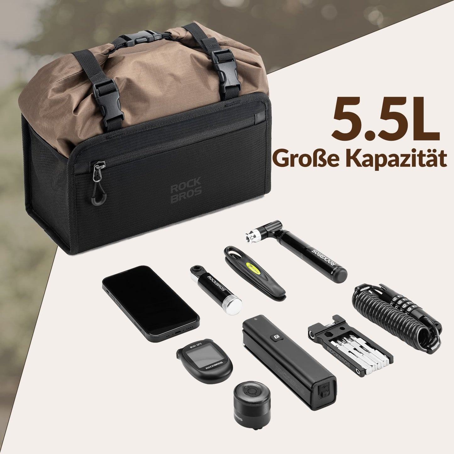 Wasserdicht Lenkertasche Abnehmbar Fahrradkorb ca.5,5L ROCKBROS