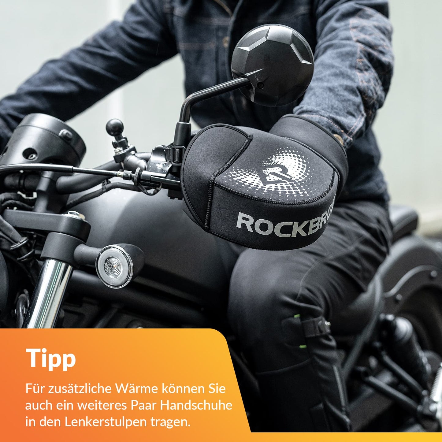 Winter Lenkerstulpen Winddicht Motorrad Handschuhe Schwarz ROCKBROS