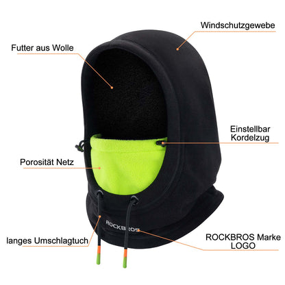 Winter Skimaske Vlies Balaclava für Frauen und Männer Schwarz Grün ROCKBROS