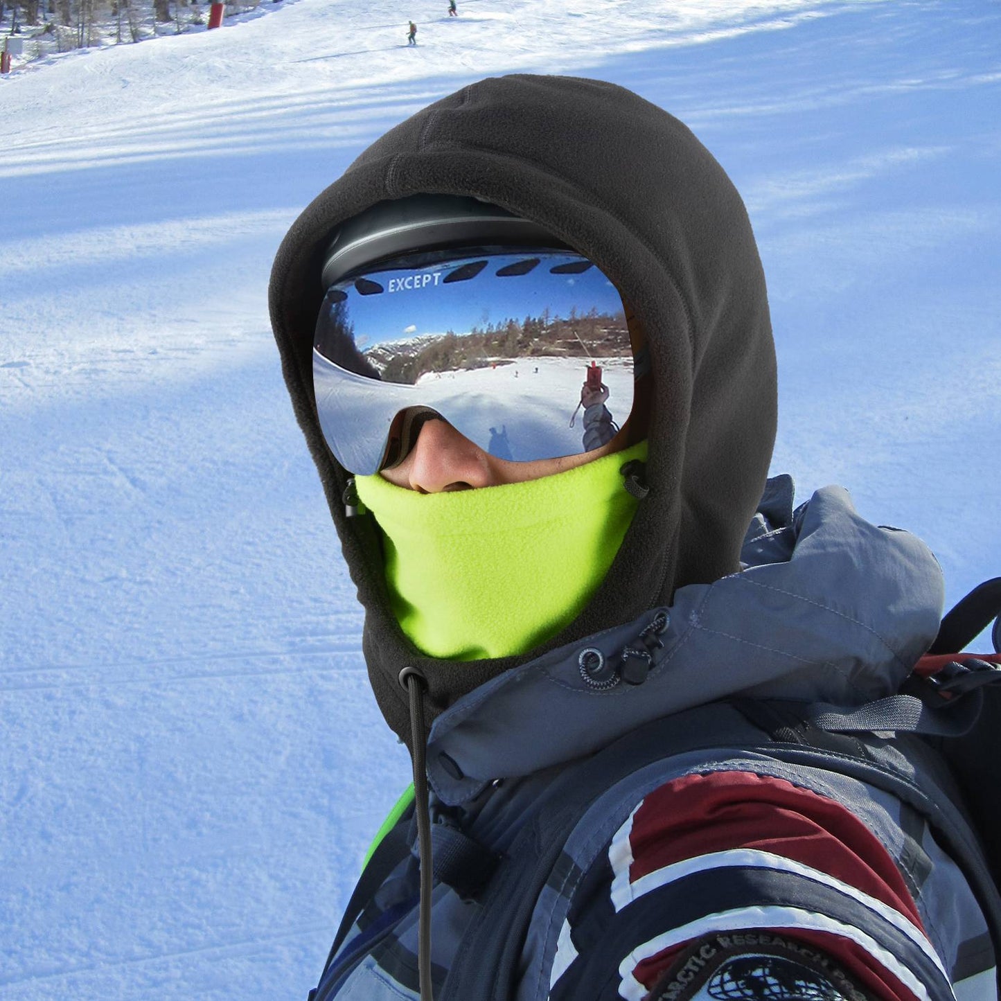 Winter Skimaske Vlies Balaclava für Frauen und Männer Schwarz Grün ROCKBROS