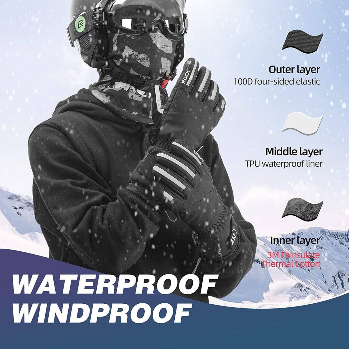 Winterhandschuhe Fahrradhandschuhe Herren Winddicht M-2XL ROCKBROS