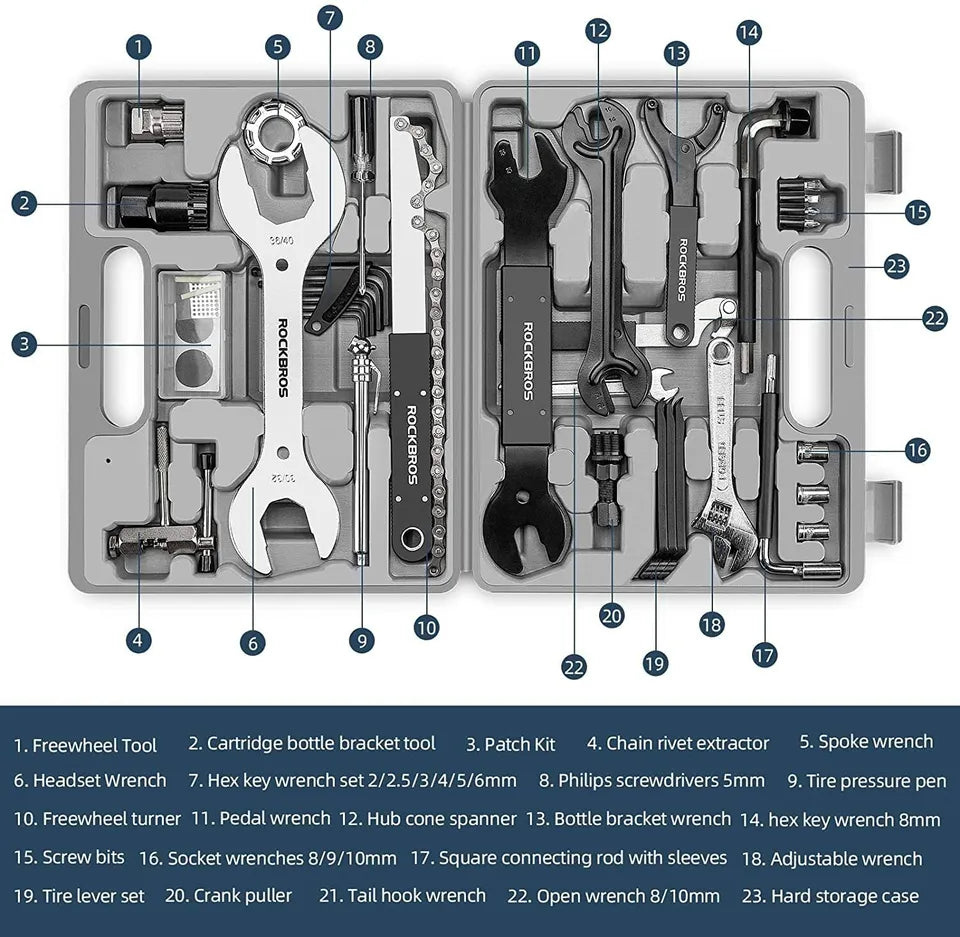 ROCKBROS Fahrrad Reparatur Multifunktionswerkzeug Werkzeugkoffer Set 44 in 1