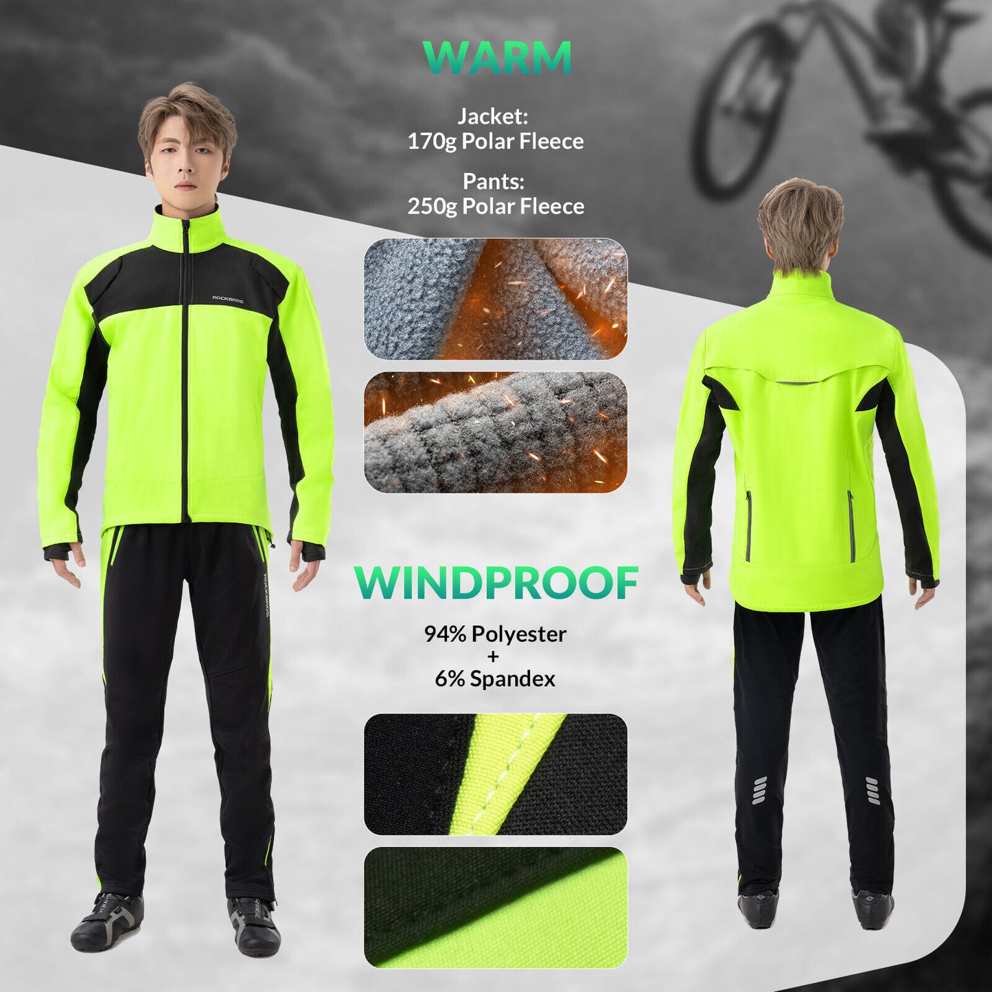 ROCKBROS Fahrradbekleidung Fahrradjacke Windjacke Winddicht M-4XL