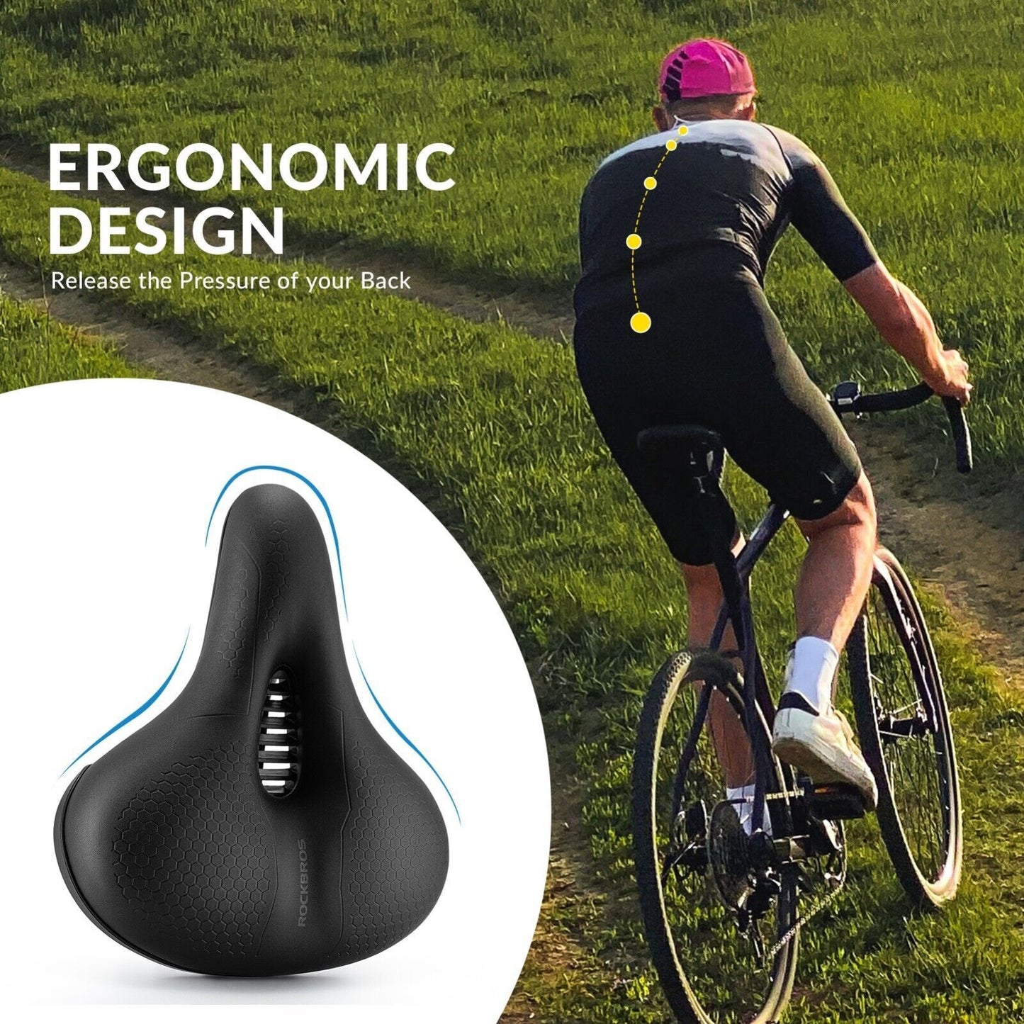 ROCKBROS Fahrrad Sattel Fahrradsattel Fahrradsitz Memory Foam Bequem Ergonomisch