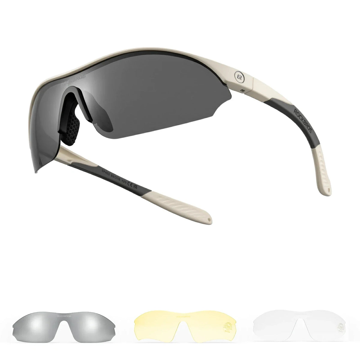 ROCKBROS Sport-Radfahrsonnenbrille mit 3 austauschbaren UV400-Gläsern