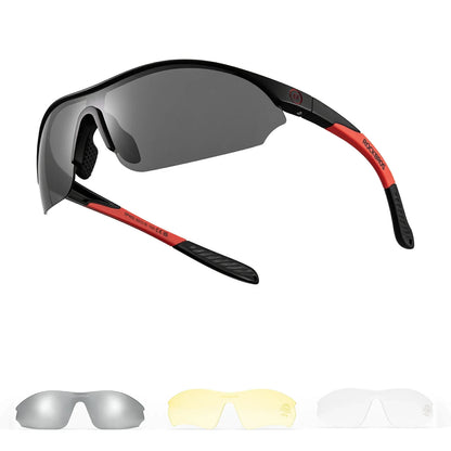 ROCKBROS Sport-Radfahrsonnenbrille mit 3 austauschbaren UV400-Gläsern