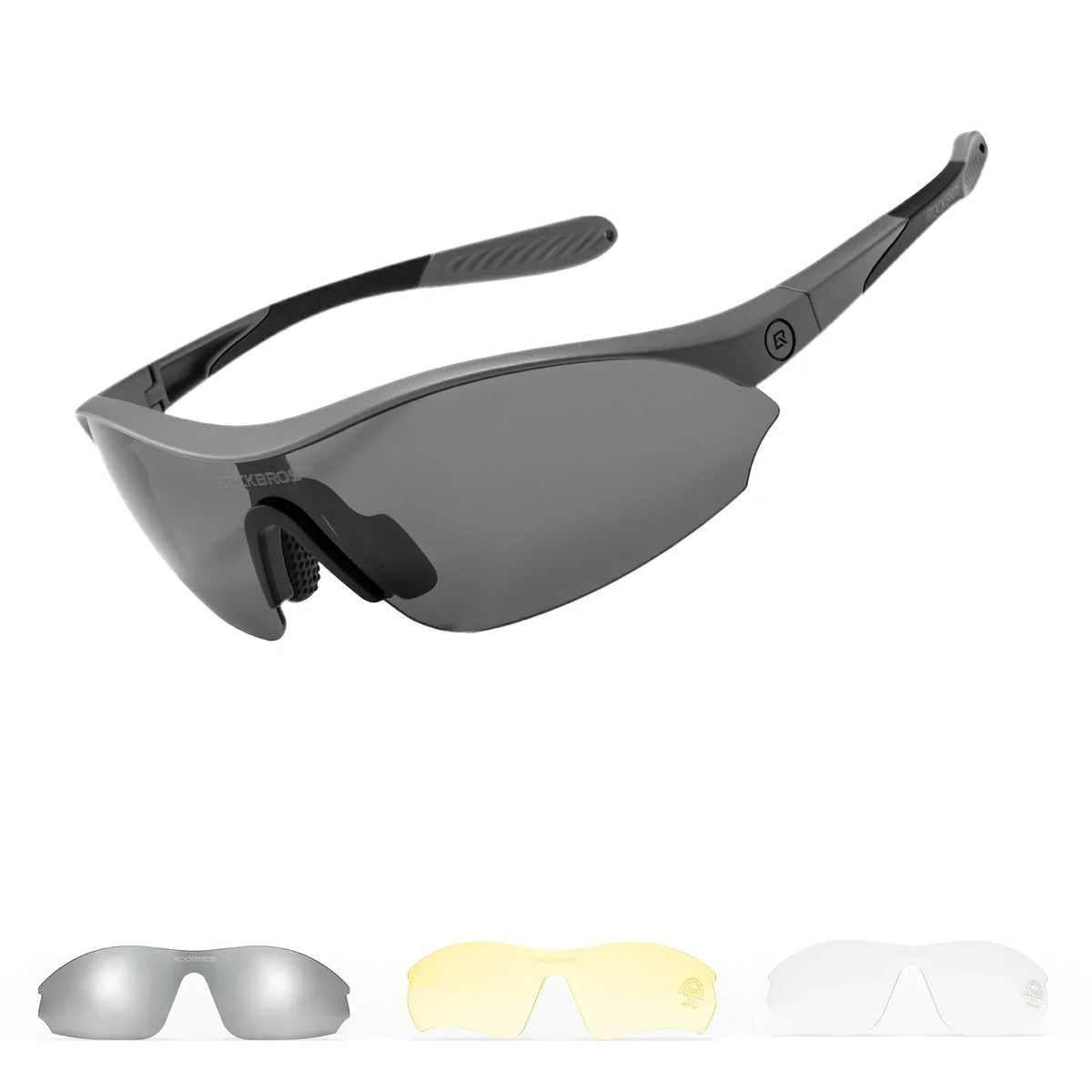 ROCKBROS Sport-Radfahrsonnenbrille mit 3 austauschbaren UV400-Gläsern
