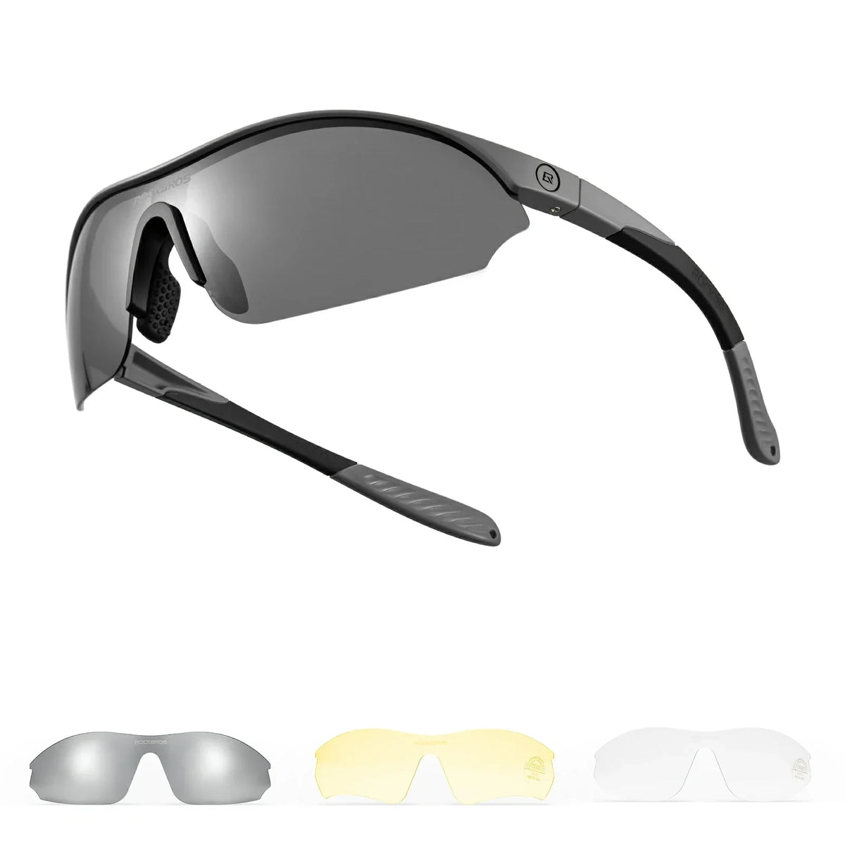 ROCKBROS Sport-Radfahrsonnenbrille mit 3 austauschbaren UV400-Gläsern