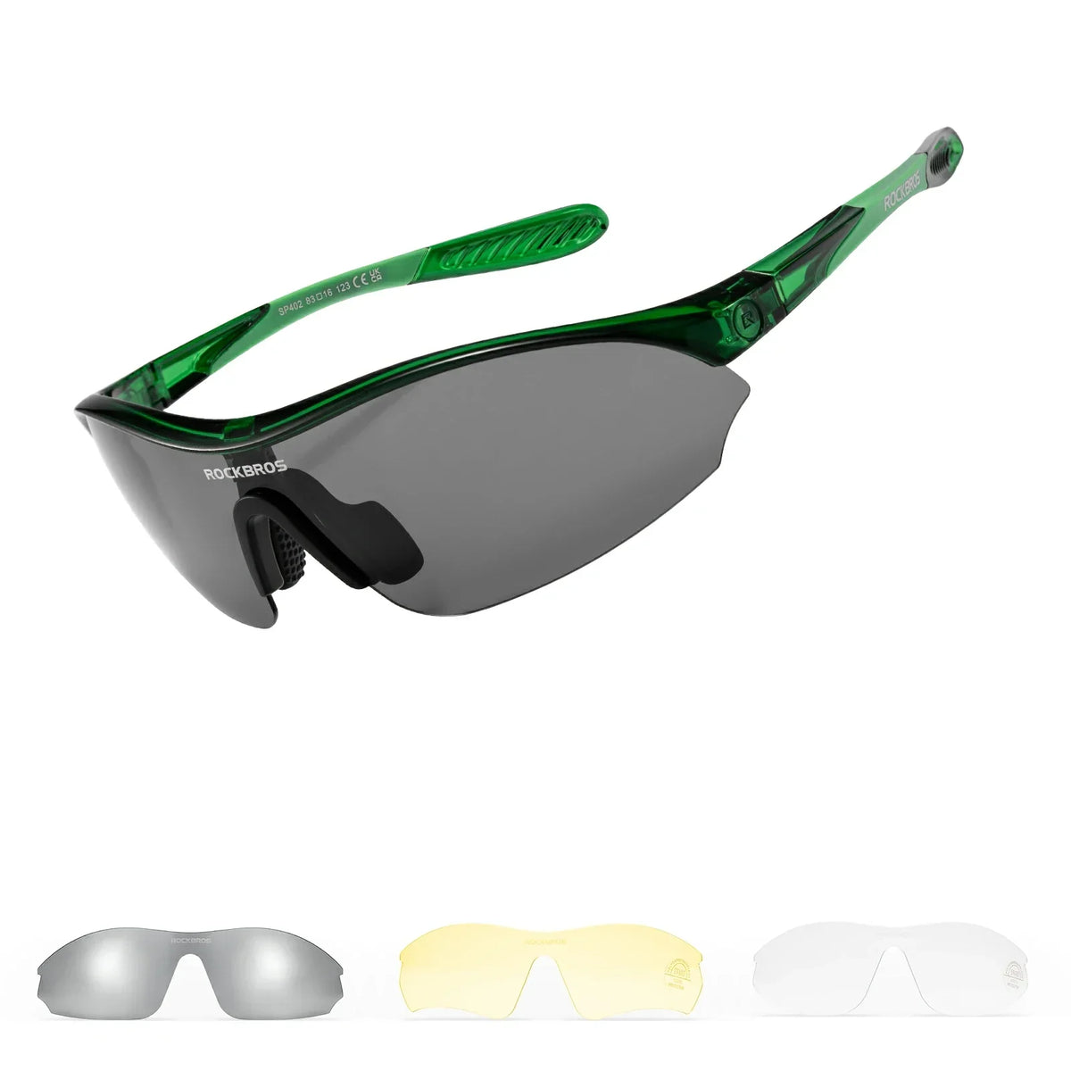 ROCKBROS Sport-Radfahrsonnenbrille mit 3 austauschbaren UV400-Gläsern