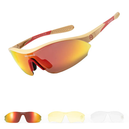 ROCKBROS Sport-Radfahrsonnenbrille mit 3 austauschbaren UV400-Gläsern