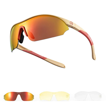 ROCKBROS Sport-Radfahrsonnenbrille mit 3 austauschbaren UV400-Gläsern