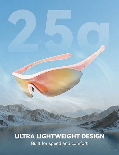 ROCKBROS Sport-Radfahrsonnenbrille mit 3 austauschbaren UV400-Gläsern