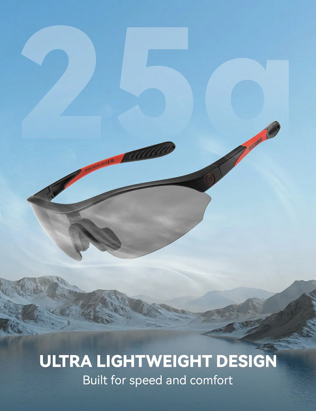 ROCKBROS Sport-Radfahrsonnenbrille mit 3 austauschbaren UV400-Gläsern