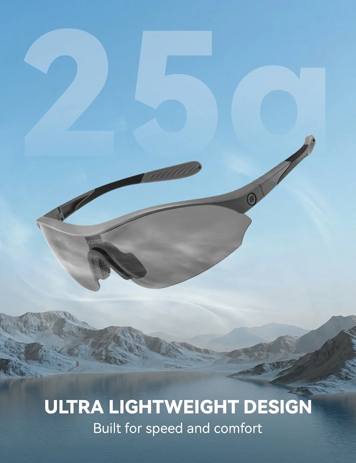 ROCKBROS Sport-Radfahrsonnenbrille mit 3 austauschbaren UV400-Gläsern