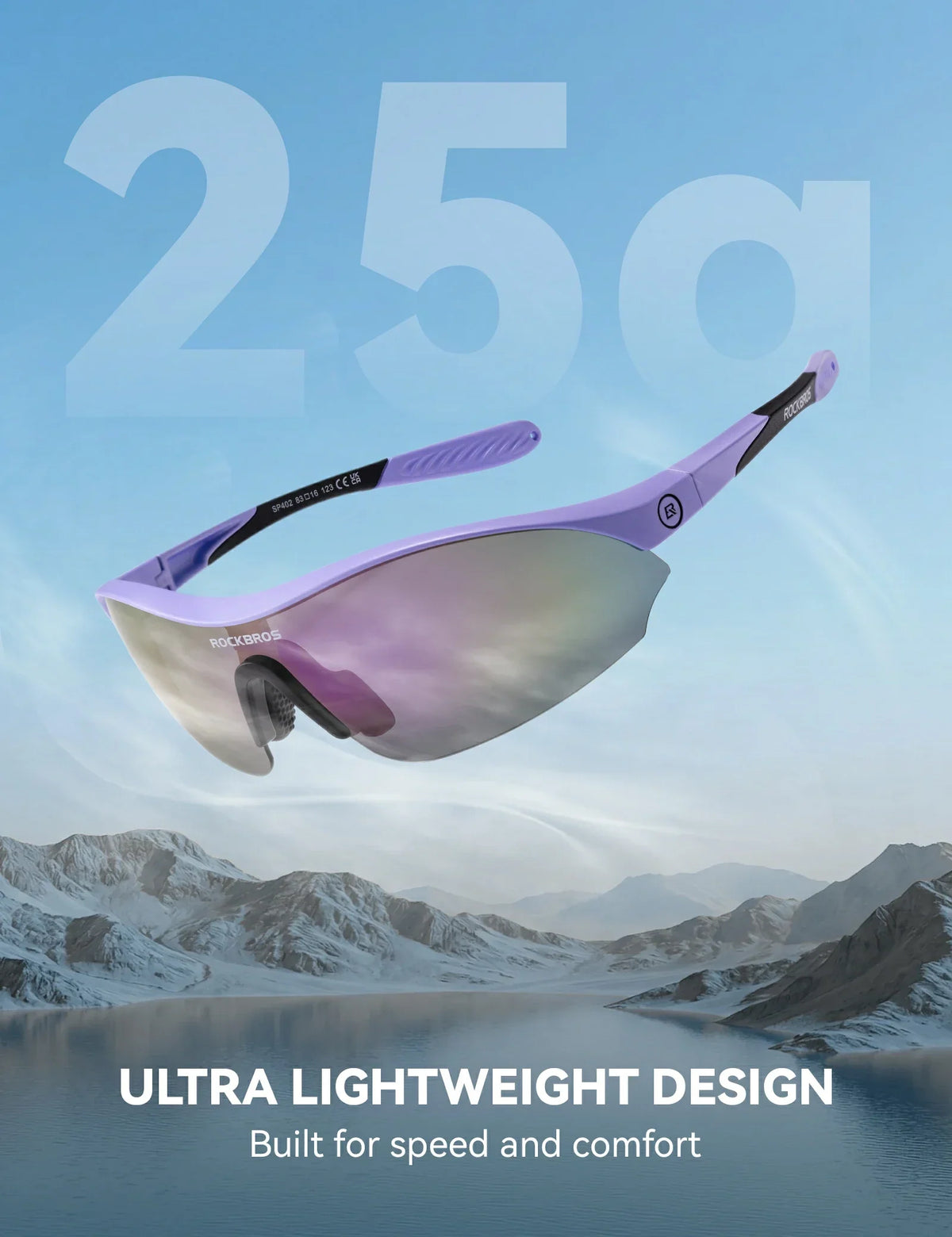 ROCKBROS Sport-Radfahrsonnenbrille mit 3 austauschbaren UV400-Gläsern
