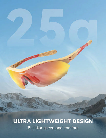 ROCKBROS Sport-Radfahrsonnenbrille mit 3 austauschbaren UV400-Gläsern