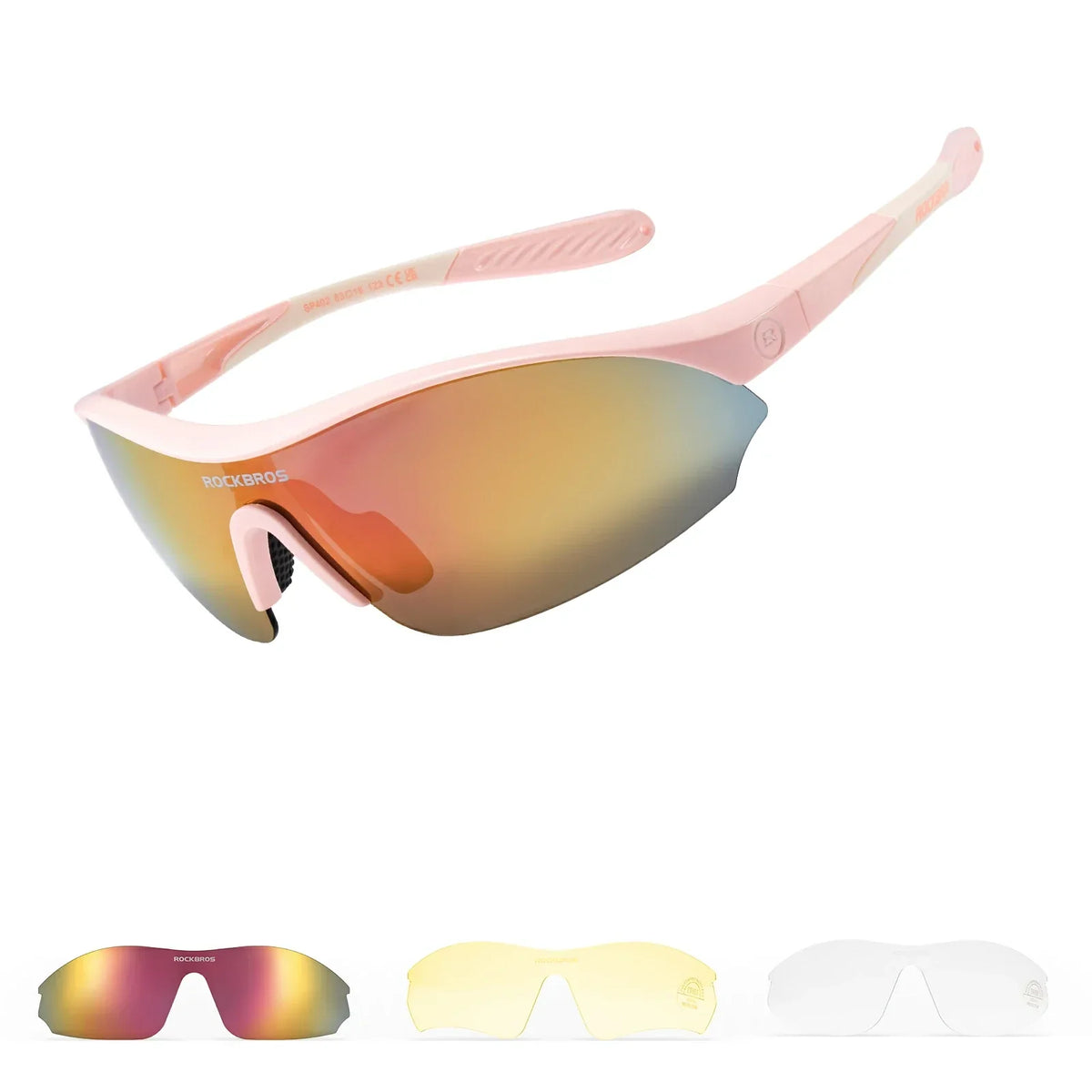 ROCKBROS Sport-Radfahrsonnenbrille mit 3 austauschbaren UV400-Gläsern