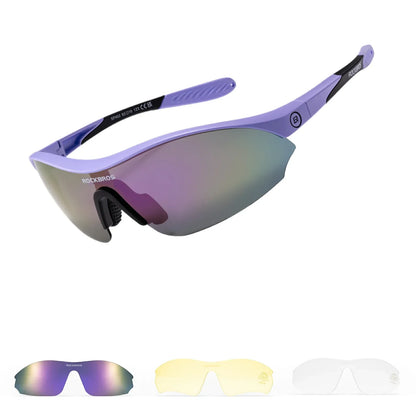 ROCKBROS Sport-Radfahrsonnenbrille mit 3 austauschbaren UV400-Gläsern
