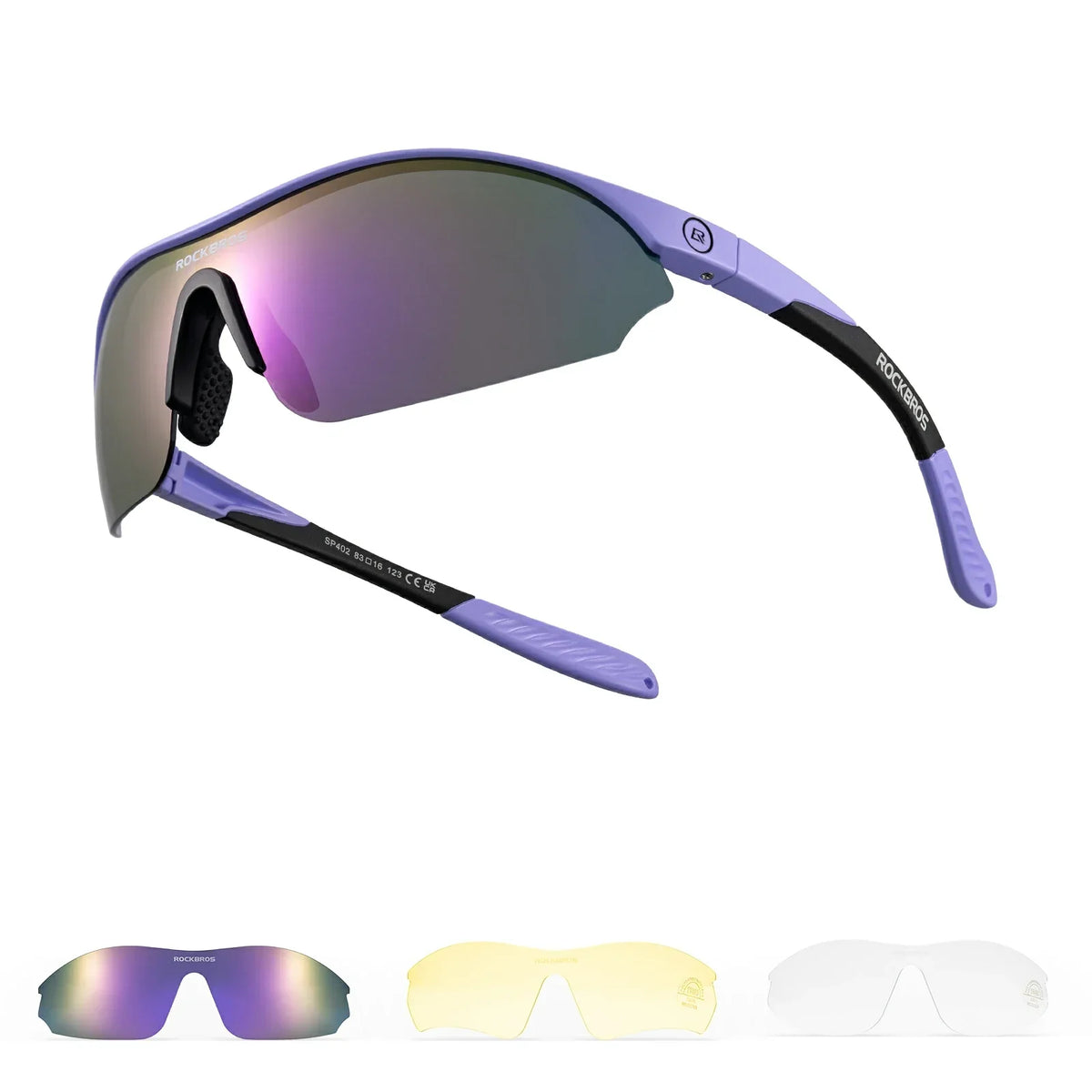 ROCKBROS Sport-Radfahrsonnenbrille mit 3 austauschbaren UV400-Gläsern