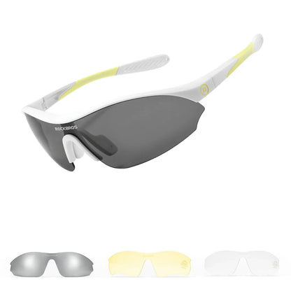 ROCKBROS Sport-Radfahrsonnenbrille mit 3 austauschbaren UV400-Gläsern