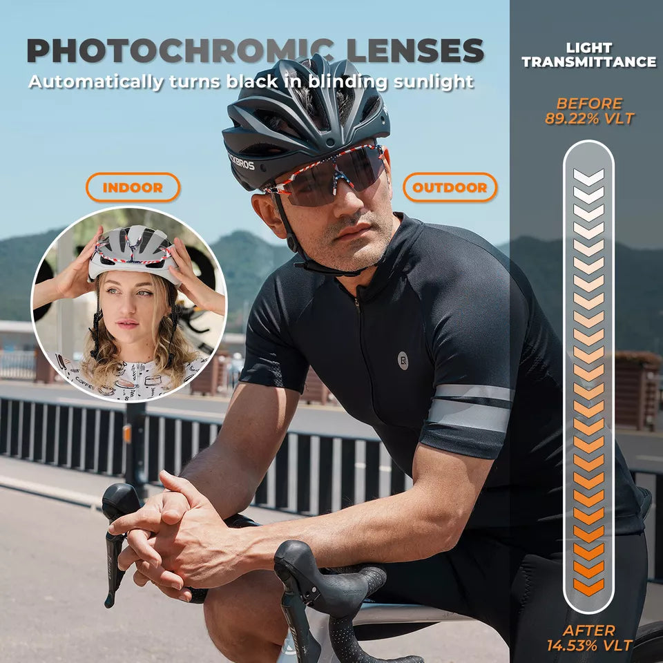 ROCKBROS Polarisierte/Selbsttönende Sonnenbrille Radbrille Fahrrad UV400 UNISEX