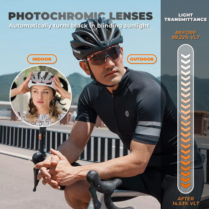 ROCKBROS Polarisierte/Selbsttönende Sonnenbrille Radbrille Fahrrad UV400 UNISEX
