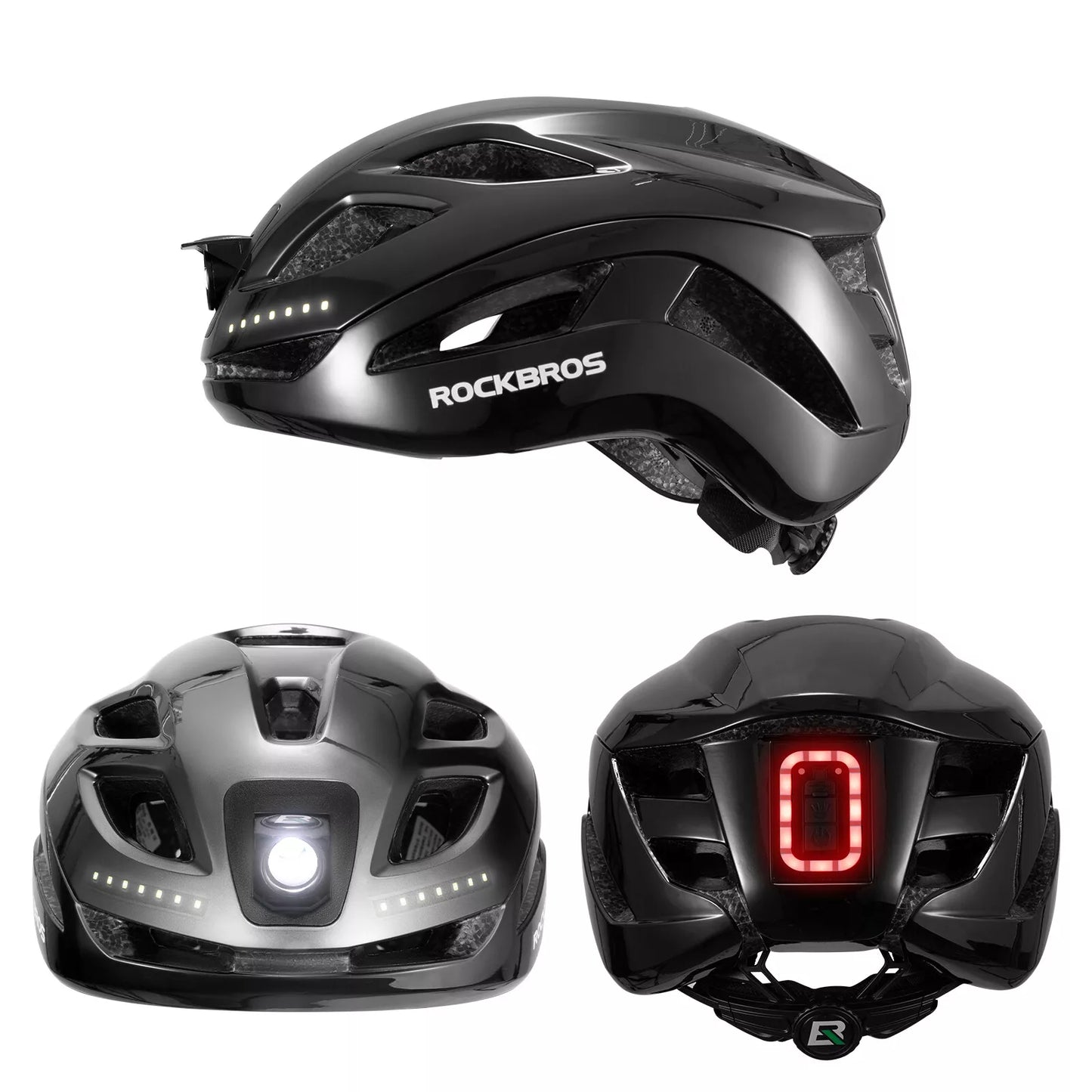 ROCKBROS Fahrradhelm Bike-Helm mit Sicherheits-Warnlicht Schutzhelm 57-61 cm