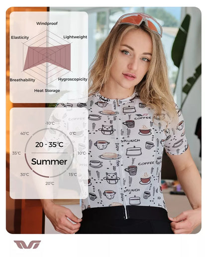 ROCKBROS TVI Radtrikot Damen Kurzarm Atmungsaktiv Fahrradtrikot mit 3 Taschen