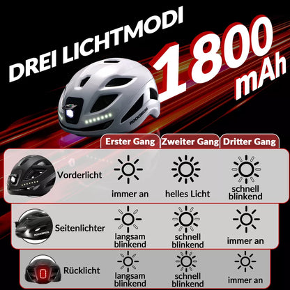 ROCKBROS Fahrradhelm Bike-Helm mit Sicherheits-Warnlicht Schutzhelm 57-61 cm